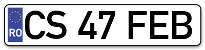 Placuta inmatriculare numar auto  CS-47-FEB, CS 47 FEB, CS47FEB