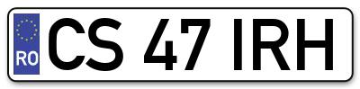Placuta inmatriculare numar auto  CS-47-IRH, CS 47 IRH, CS47IRH