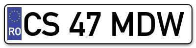 Placuta inmatriculare numar auto  CS-47-MDW, CS 47 MDW, CS47MDW