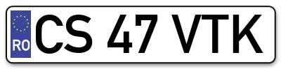 Placuta inmatriculare numar auto  CS-47-VTK, CS 47 VTK, CS47VTK