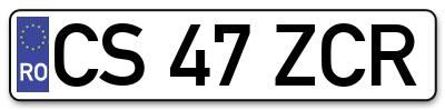 Placuta inmatriculare numar auto  CS-47-ZCR, CS 47 ZCR, CS47ZCR