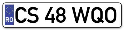 Placuta inmatriculare numar auto  CS-48-WQO, CS 48 WQO, CS48WQO