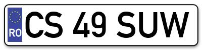 Placuta inmatriculare numar auto  CS-49-SUW, CS 49 SUW, CS49SUW