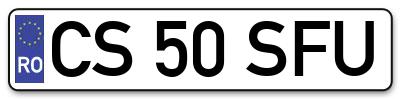 Placuta inmatriculare numar auto  CS-50-SFU, CS 50 SFU, CS50SFU