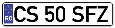 Placuta inmatriculare numar auto  CS-50-SFZ, CS 50 SFZ, CS50SFZ