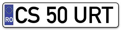Placuta inmatriculare numar auto  CS-50-URT, CS 50 URT, CS50URT