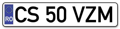 Placuta inmatriculare numar auto  CS-50-VZM, CS 50 VZM, CS50VZM