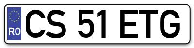 Placuta inmatriculare numar auto  CS-51-ETG, CS 51 ETG, CS51ETG