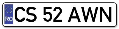 Placuta inmatriculare numar auto  CS-52-AWN, CS 52 AWN, CS52AWN