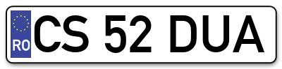 Placuta inmatriculare numar auto  CS-52-DUA, CS 52 DUA, CS52DUA