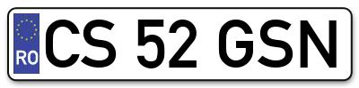 Placuta inmatriculare numar auto  CS-52-GSN, CS 52 GSN, CS52GSN