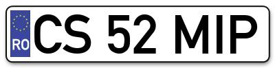 Placuta inmatriculare numar auto  CS-52-MIP, CS 52 MIP, CS52MIP