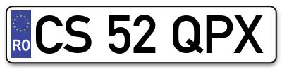Placuta inmatriculare numar auto  CS-52-QPX, CS 52 QPX, CS52QPX