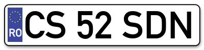 Placuta inmatriculare numar auto  CS-52-SDN, CS 52 SDN, CS52SDN