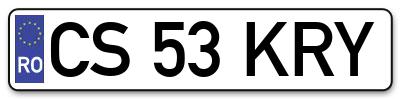 Placuta inmatriculare numar auto  CS-53-KRY, CS 53 KRY, CS53KRY