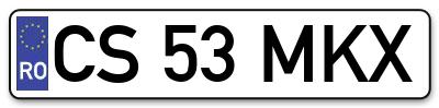 Placuta inmatriculare numar auto  CS-53-MKX, CS 53 MKX, CS53MKX