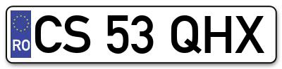 Placuta inmatriculare numar auto  CS-53-QHX, CS 53 QHX, CS53QHX