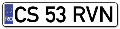 Placuta inmatriculare numar auto  CS-53-RVN, CS 53 RVN, CS53RVN