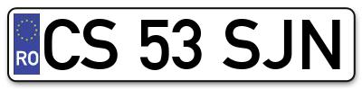 Placuta inmatriculare numar auto  CS-53-SJN, CS 53 SJN, CS53SJN