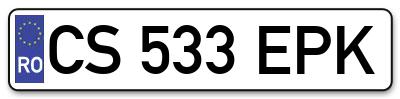 Placuta inmatriculare numar auto  CS-533-EPK, CS 533 EPK, CS533EPK