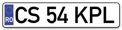 Placuta inmatriculare numar auto  CS-54-KPL, CS 54 KPL, CS54KPL