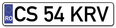 Placuta inmatriculare numar auto  CS-54-KRV, CS 54 KRV, CS54KRV