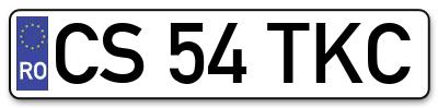 Placuta inmatriculare numar auto  CS-54-TKC, CS 54 TKC, CS54TKC