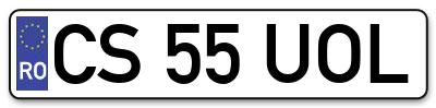 Placuta inmatriculare numar auto  CS-55-UOL, CS 55 UOL, CS55UOL