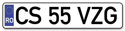 Placuta inmatriculare numar auto  CS-55-VZG, CS 55 VZG, CS55VZG