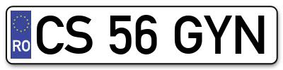 Placuta inmatriculare numar auto  CS-56-GYN, CS 56 GYN, CS56GYN