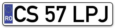 Placuta inmatriculare numar auto  CS-57-LPJ, CS 57 LPJ, CS57LPJ