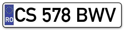 Placuta inmatriculare numar auto  CS-578-BWV, CS 578 BWV, CS578BWV