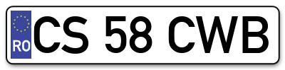 Placuta inmatriculare numar auto  CS-58-CWB, CS 58 CWB, CS58CWB