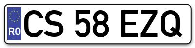 Placuta inmatriculare numar auto  CS-58-EZQ, CS 58 EZQ, CS58EZQ