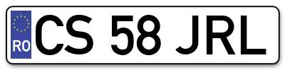 Placuta inmatriculare numar auto  CS-58-JRL, CS 58 JRL, CS58JRL