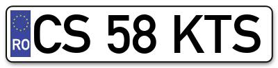 Placuta inmatriculare numar auto  CS-58-KTS, CS 58 KTS, CS58KTS