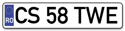 Placuta inmatriculare numar auto  CS-58-TWE, CS 58 TWE, CS58TWE