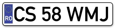 Placuta inmatriculare numar auto  CS-58-WMJ, CS 58 WMJ, CS58WMJ