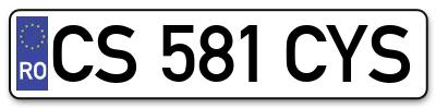 Placuta inmatriculare numar auto  CS-581-CYS, CS 581 CYS, CS581CYS