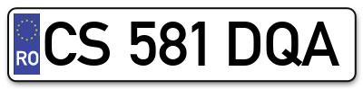 Placuta inmatriculare numar auto  CS-581-DQA, CS 581 DQA, CS581DQA