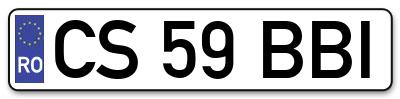Placuta inmatriculare numar auto  CS-59-BBI, CS 59 BBI, CS59BBI