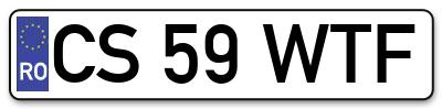 Placuta inmatriculare numar auto  CS-59-WTF, CS 59 WTF, CS59WTF