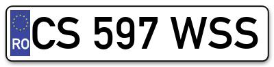 Placuta inmatriculare numar auto  CS-597-WSS, CS 597 WSS, CS597WSS