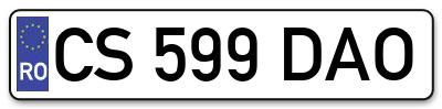 Placuta inmatriculare numar auto  CS-599-DAO, CS 599 DAO, CS599DAO