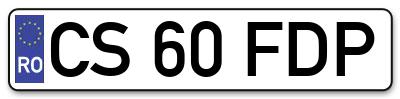 Placuta inmatriculare numar auto  CS-60-FDP, CS 60 FDP, CS60FDP