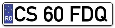 Placuta inmatriculare numar auto  CS-60-FDQ, CS 60 FDQ, CS60FDQ