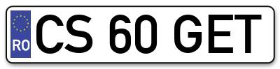 Placuta inmatriculare numar auto  CS-60-GET, CS 60 GET, CS60GET