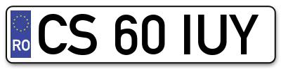 Placuta inmatriculare numar auto  CS-60-IUY, CS 60 IUY, CS60IUY