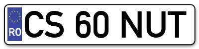 Placuta inmatriculare numar auto  CS-60-NUT, CS 60 NUT, CS60NUT