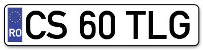 Placuta inmatriculare numar auto  CS-60-TLG, CS 60 TLG, CS60TLG